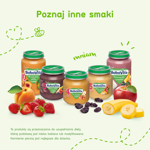Bobovita Deser Brzoskwinie Jabłka Banany i Kiwi dla Niemowląt po 6 Miesiącu 190g