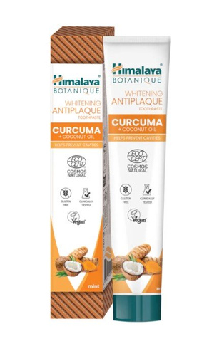 Himalaya Wybielająca Pasta do Zębów Przeciw Płytce Nazębnej z Kurkumą i Olejem Kokosowym Miętowa 75ml
