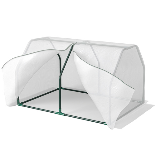 Outsunny Mini Greenhouse Grow House PVC Cover Steel Frame White 99L x 71W x 60H cm
