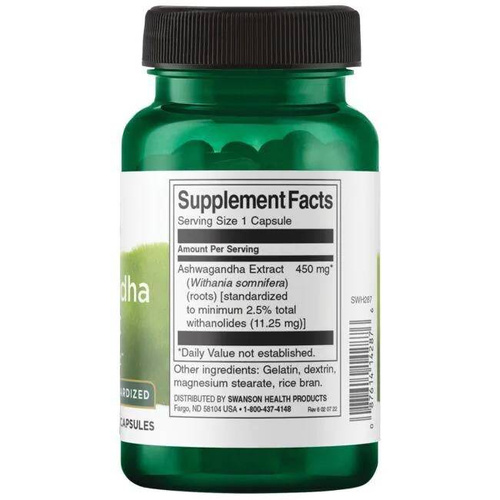 Swanson Ashwagandha Extract 450mg 60 Capsules
