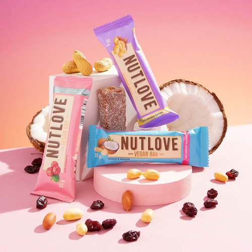 Allnutrition Nutlove Wegański Baton bez Dodatku Cukru Żurawina 15x35g