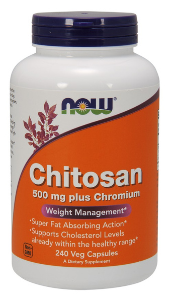 NOW Foods Chitosan 500mg z Chromem na Wsparcie Kontroli Wagi 240 Kapsułek