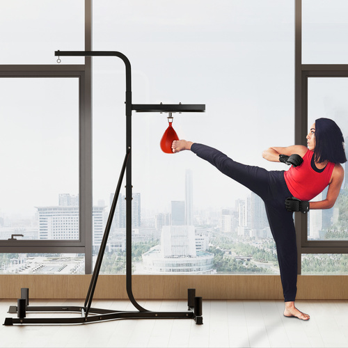 HOMCOM Adjustable Freestanding Speedbag, Punch Bag Hanger, Black
