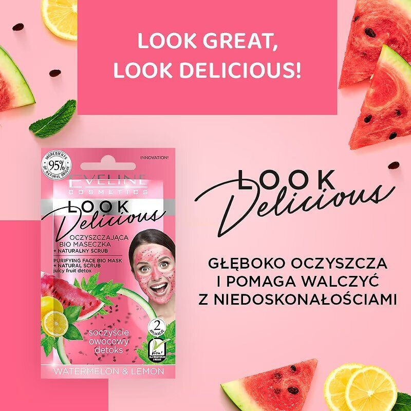 Eveline Look Delicious Cleansing Bio Mask Natural Scrub with Watermelon and Lemon 10ml