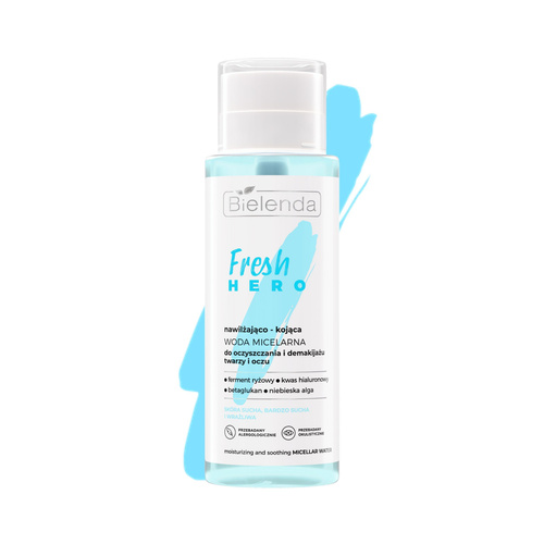 Bielenda Fresh Hero Moisturizing and Soothing Micellar Water for Cleansing and Make-up Removal from Face and Eyes for Dry and Very Dry Skin 400ml