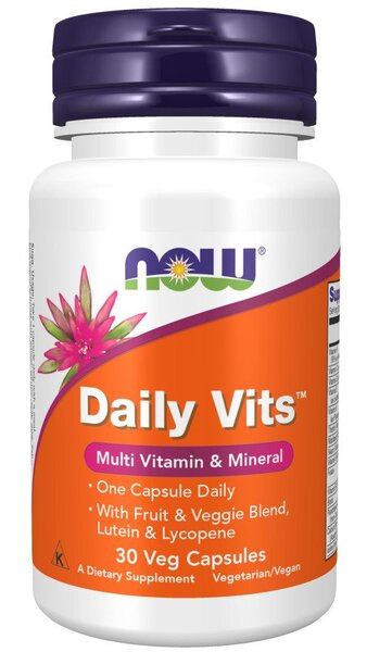 NOW Foods Daily Vits Daily Multivitamin with Lutein and Lycopene 30 Vcaps