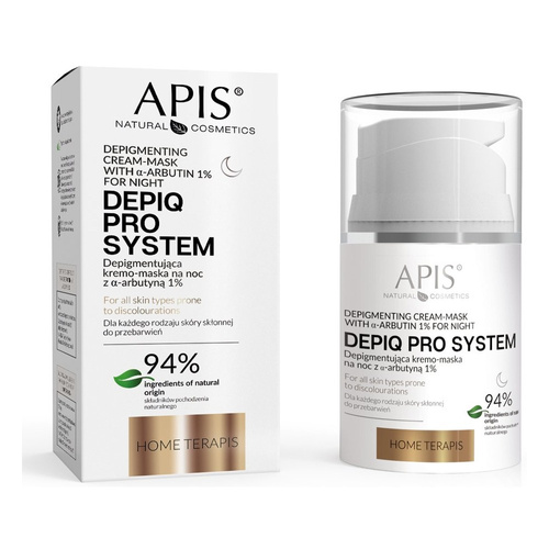 Apis Home TerApis DepiQ Pro System Depigmentacyjny Krem-Maska z 1% Alfa Arbutyną na Noc 50ml