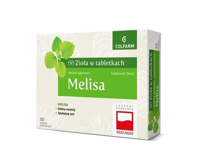 Colfarm Zioła w Tabletkach Melisa Dobry Nastrój Spokojny Sen 30 Tabletek