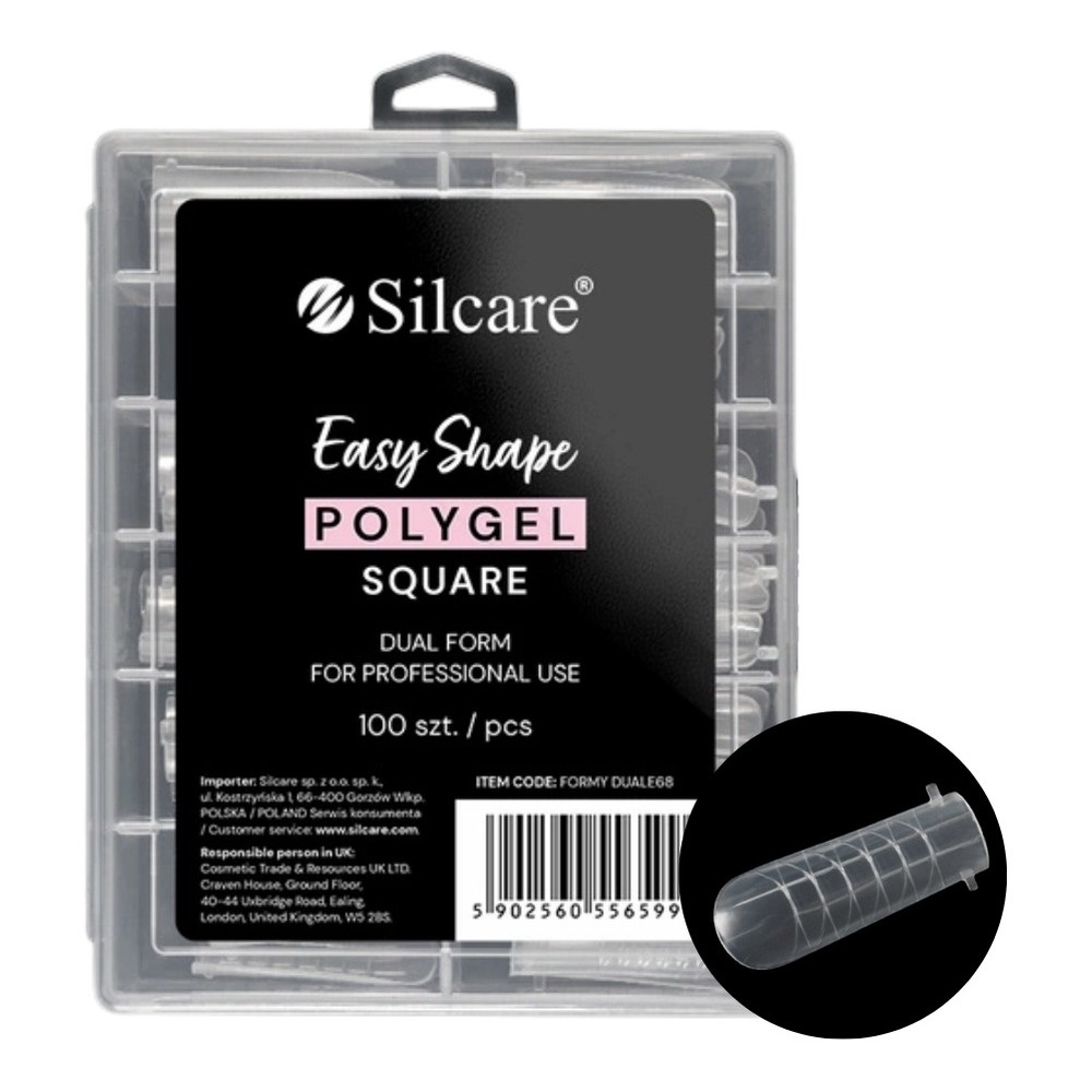 Silcare Dual Forms Clear Square Acrygel Nail Extension Forms 100 pcs