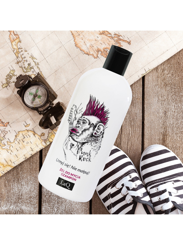 LaQ Małpa Wegański Żel do Mycia i Szampon do Włosów 2w1 Zapach Grejpfruta i Zielonej Herbaty 300ml