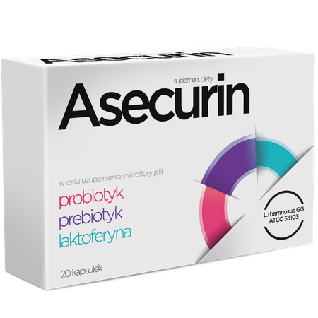 Asecurin Wspomaga Utrzymanie Prawidłowej Mikroflory Jelitowej 20 Kapsułek