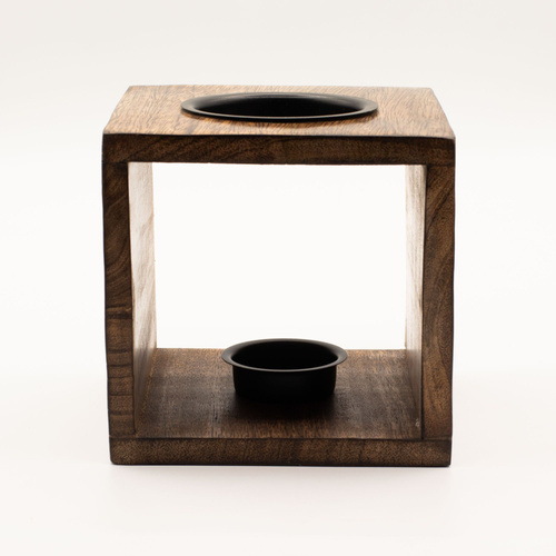 Large Square Mango Wood Oil Burner- Pentagon
