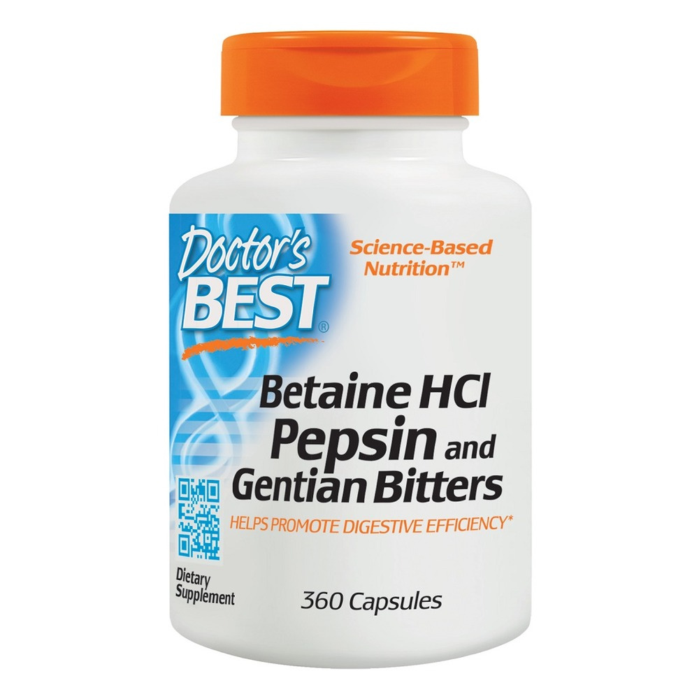 Doctor's Best Betaine HCl Pepsin & Gentian Bitters Kapsułki 360 kapsułek