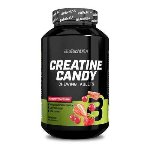BioTechUSA Creatine Candy Tabletki do żucia z kreatyną, Czerwone owoce 240 tabletek