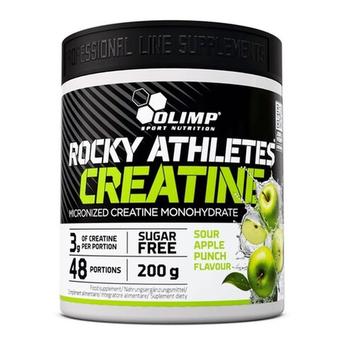 Olimp Nutrition Rocky Athletes Creatine Monohydrat w Proszku na Wydolność Fizyczną o Smaku Kwaśnego Jabłka 200g