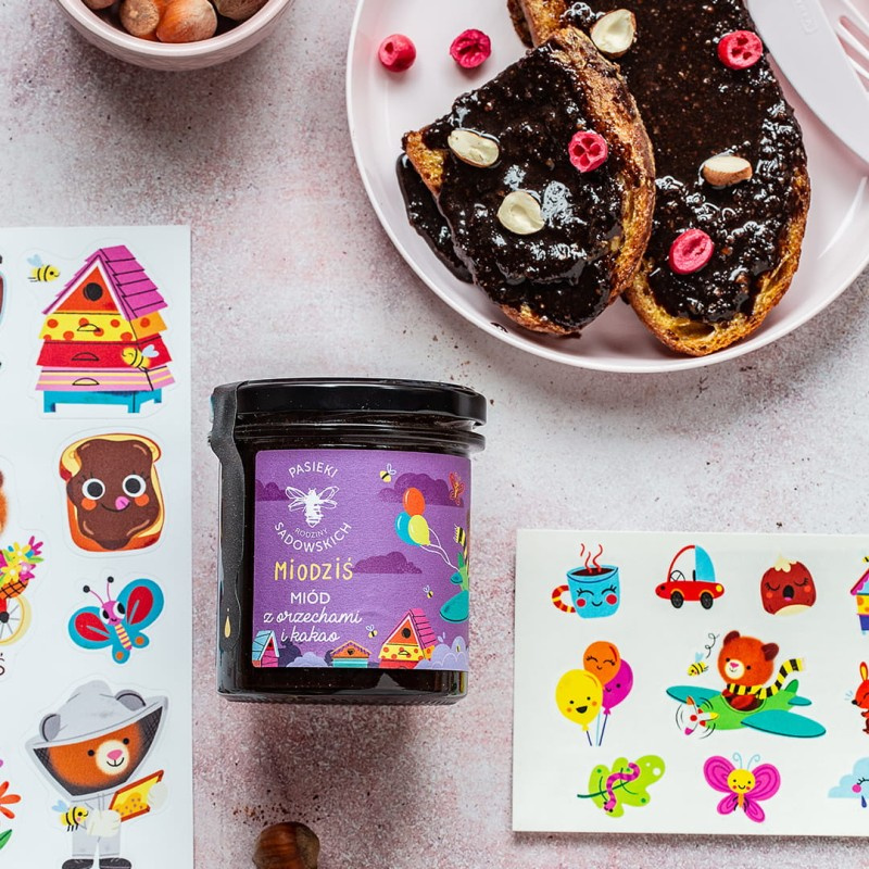 Pasieki Sadowskich Miodziś Miód z Orzechami i Kakao dla Dzieci 410g