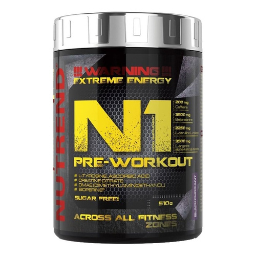 Nutrend N1 Pre-Workout Czarna Porzeczka Odżywka Przedtreningowa na Siłę i Wytrzymałość 510g