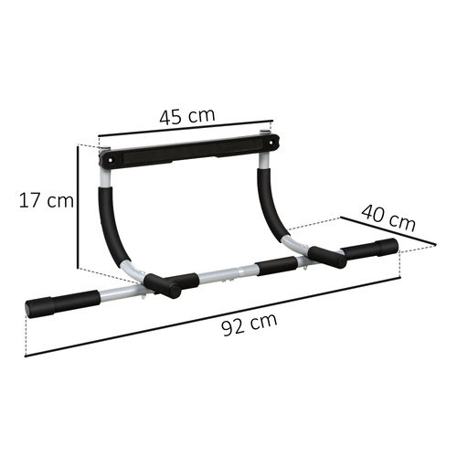 HOMCOM Pull up Bar Doorway, Door Frame Chin up Bar Push up Bar for Home Gym Upper Body Workout, No Drilling or Screws, Grey