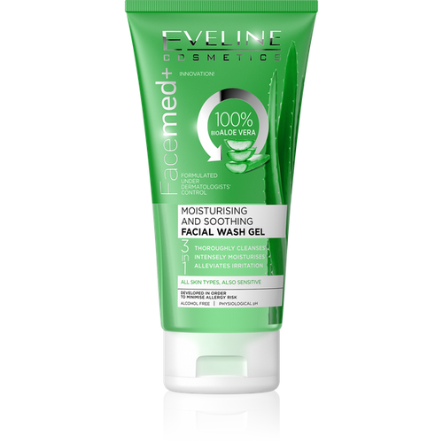 Eveline Facemed+ 3w1 Nawilżająco-Kojący Żel do Mycia Twarzy Aloes 150ml Best Before 29.06.26