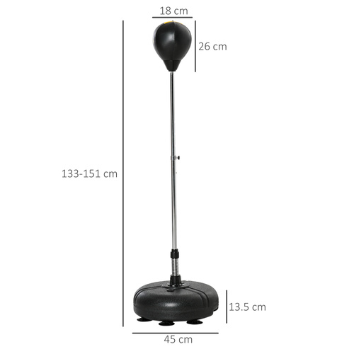 HOMCOM Punching Bag with Stand, 133-151cm Adjustable Height, for Teens, Gold Tone/Black