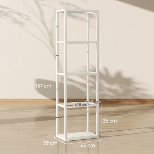 HOMCOM Four-Shelf Floor Lamp - Bleached Oak