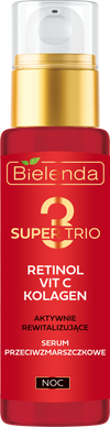 Bielenda Super Trio 3 Retinol Vit.C Collagen Actively Revitalizing Anti-Wrinkle Night Serum 30ml