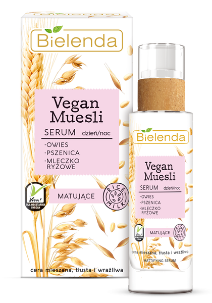 BIELENDA VEGAN Musli - Serum Matujące - Pszenica + Owies + Mleczko Ryżowe