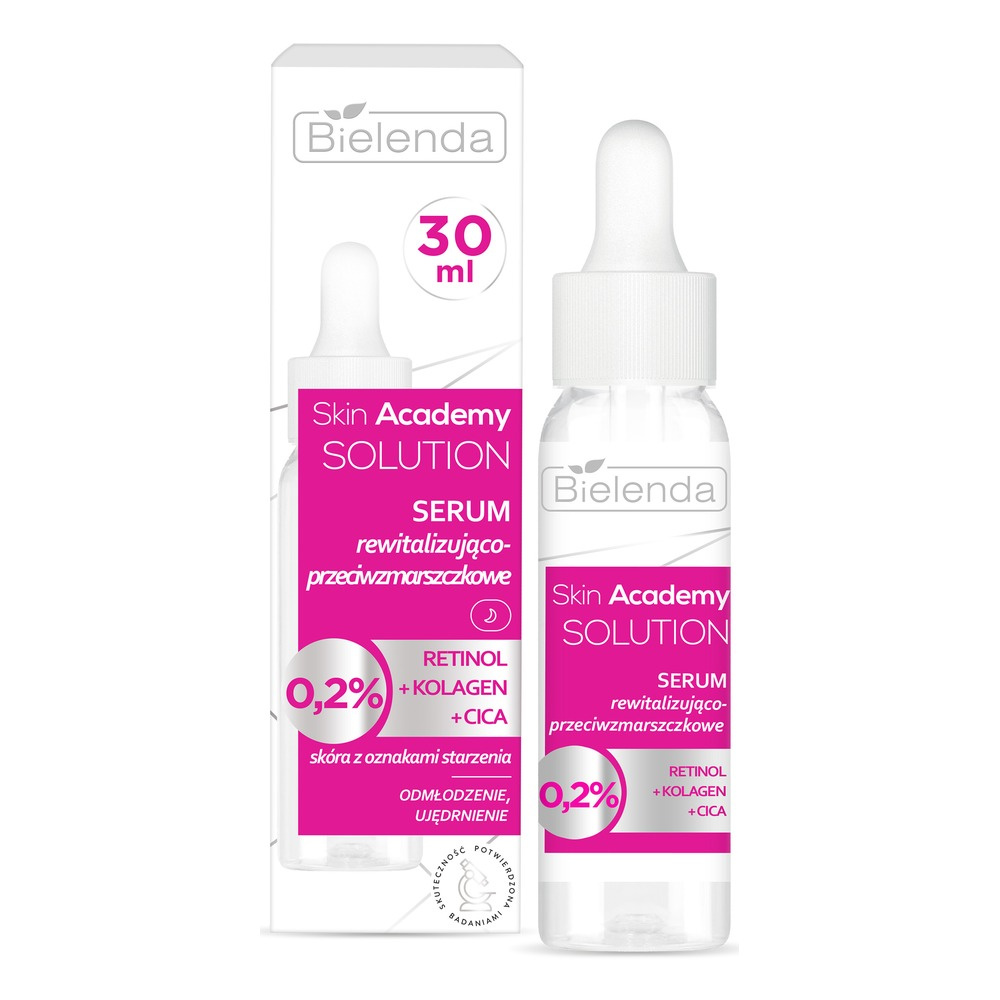 Bielenda Skin Academy Solution Revitalizing and Anti-Wrinkle Serum 0.2 Retinol Collagen and Cica for Skin with the First Signs of Aging 30ml