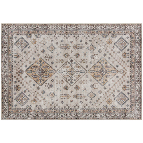 HOMCOM Vintage Area Rug, Non-Slip Washable Rug, Flannel Floor Carpet for Living Room, Bedroom, Dining Room, Home Office, 170 x 120 cm, Beige