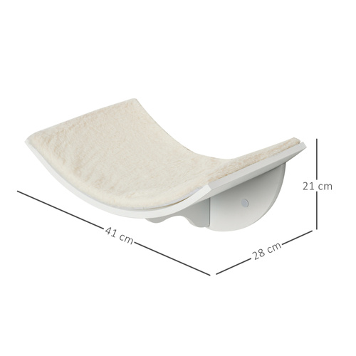PawHut Wood Cat Shelves, Wall-Mounted Cat Shelter, Curved Kitten Bed Perch Climber Furniture 41 x 28 x 21cm White