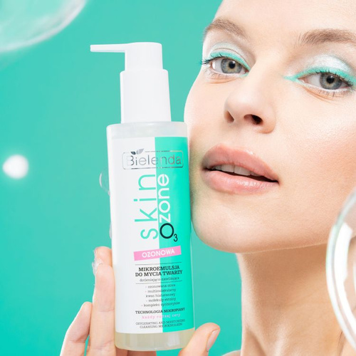 Bielenda Skin O3 Zone Ozone Dotleniająco - Nawilżająca Ozonowa Mikroemulsja do Mycia Twarzy dla każdego Rodzaju Skóry 195ml