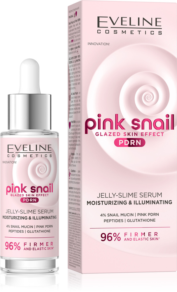 Eveline Jelly Slime Pink Snail Moisturizing Regenerating Serum 30ml