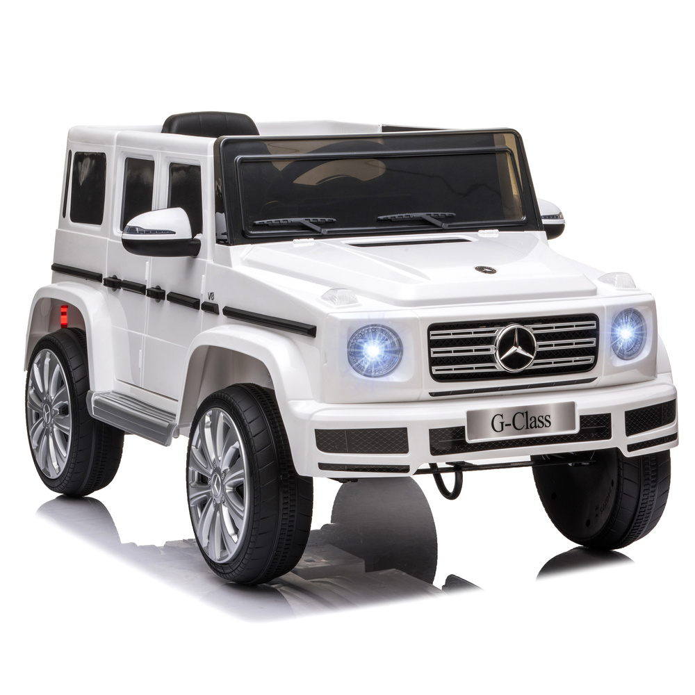 HOMCOM Mercedes Benz G500 Licensed 12V Kids Electric Ride On Car  Toy with Parental Remote Control Battery-powered 2 Motors Music Lights MP3 for 3-8 Years Old White