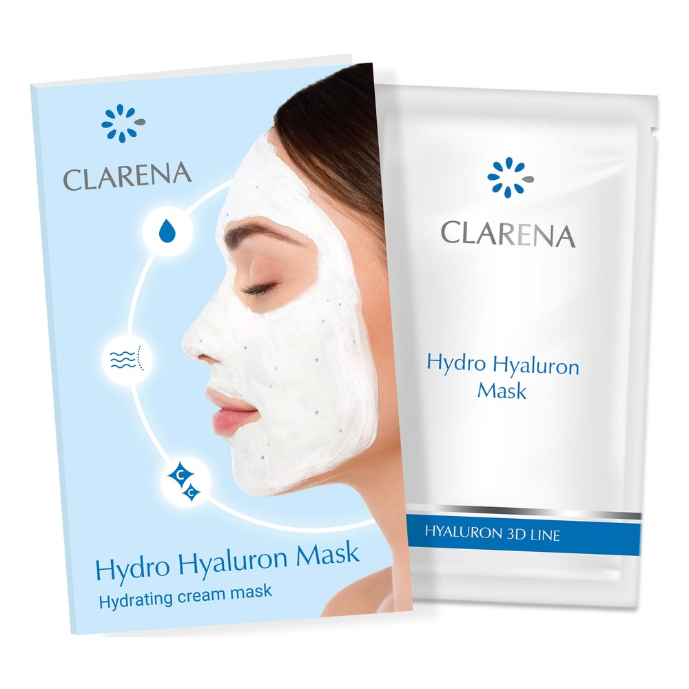 Clarena Hyaluron 3D Line Hydro Hyaluron Hyaluronic Moisturizing Mask for Dry and Dehydrated Skin 5ml