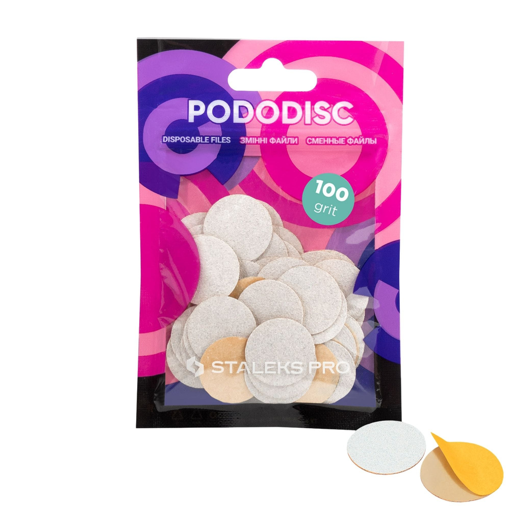 Staleks Pro Expert Disposable Pododisc Pedicure White Files Size M Grit 100 50pcs