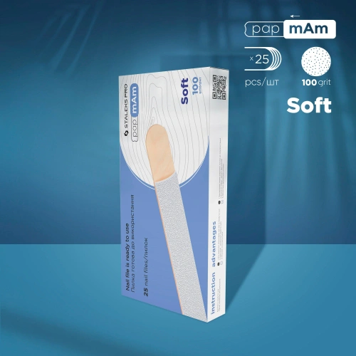 Staleks Pro Expert PapmAm Disposable White Files On Soft Foam Wooden Base 100 Grit 25pcs