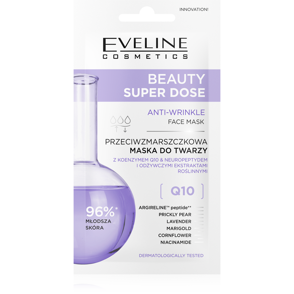 Eveline Beauty Super Dose Przeciwzmarszczkowa Maska do Twarzy Q10 8ml