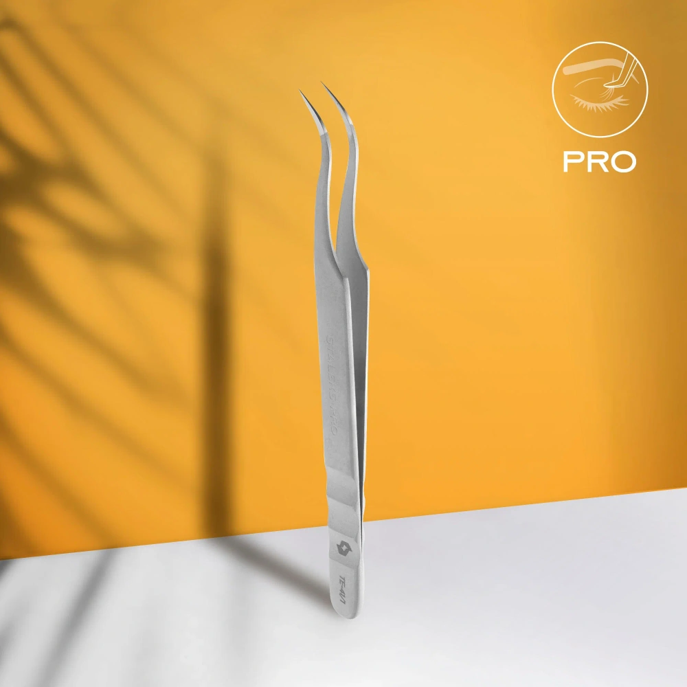 Staleks Pro Expert 41 Type 1 Curved Eyelash Tweezers For Classic And 2D–4D Modeling 118mm