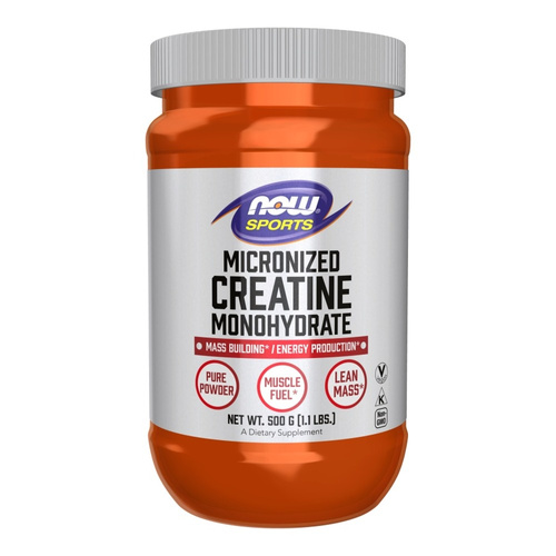 NOW Foods Creatine Monohydrate Micronized Powder Siła i Wytrzymałość dla Sportowców 500g