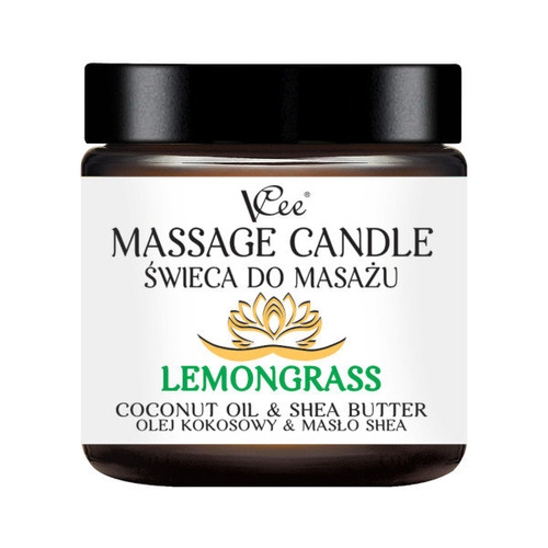VCee Świeca do Masażu o Zapachu Trawy Cytrynowej z Olejem Kokosowym i Masłem Shea 80g