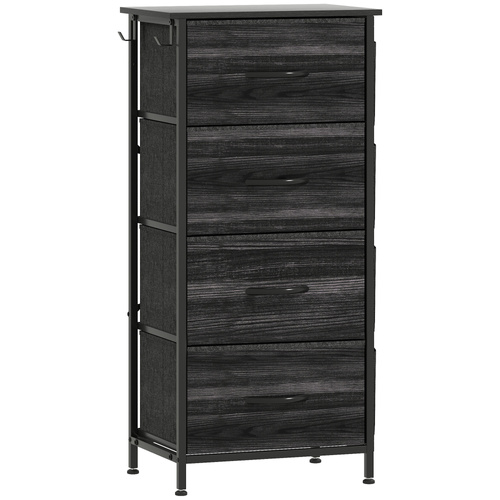 HOMCOM Chest of Four Fabric Drawers - Black