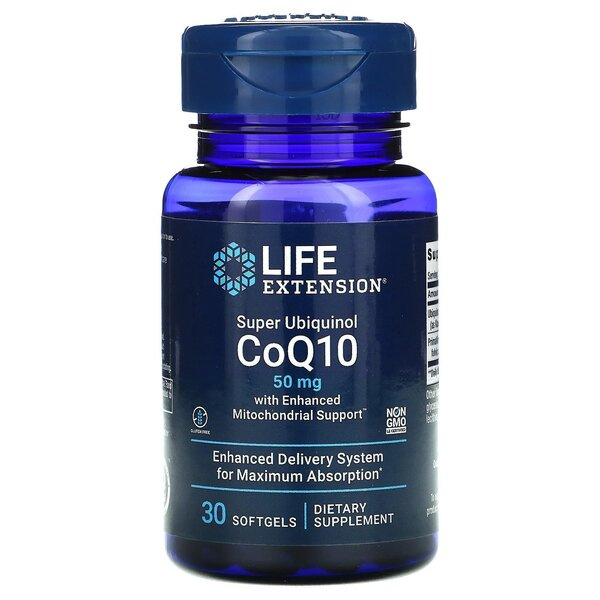 Life Extension Super Ubichinol Koenzym Q10 50mg ze Wsparciem Mitochondrialnym Na Energię Komórkową 30 Kapsułek