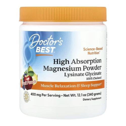 Doctor's Best High Absorption Magnesium Powder, Fruit Punch 340g