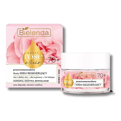 Bielenda Royal Rose Elixir Anti-Wrinkle Regenerating Face Cream for Mature and Sensitive Skin Day and Night 70+ 50 ml