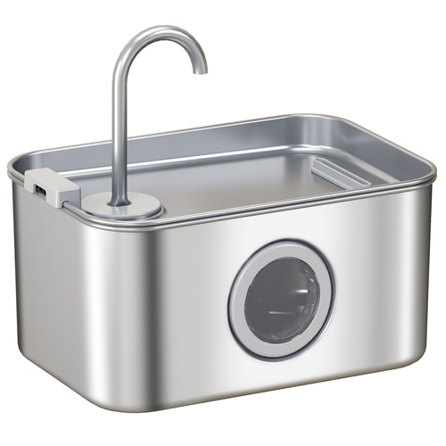 PawHut 3.2L Cat Water Fountain for Drinking, Cat Fountain Stainless Steel with Visible Water-Level Window, Ultra-Silent Pump