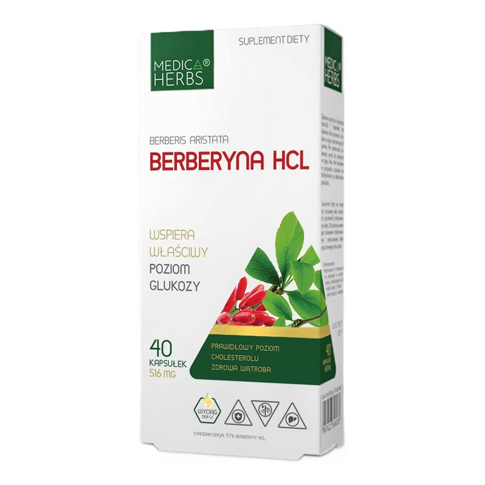 MEDICA HERBS Berberine HCl 500mg, 40 capsules