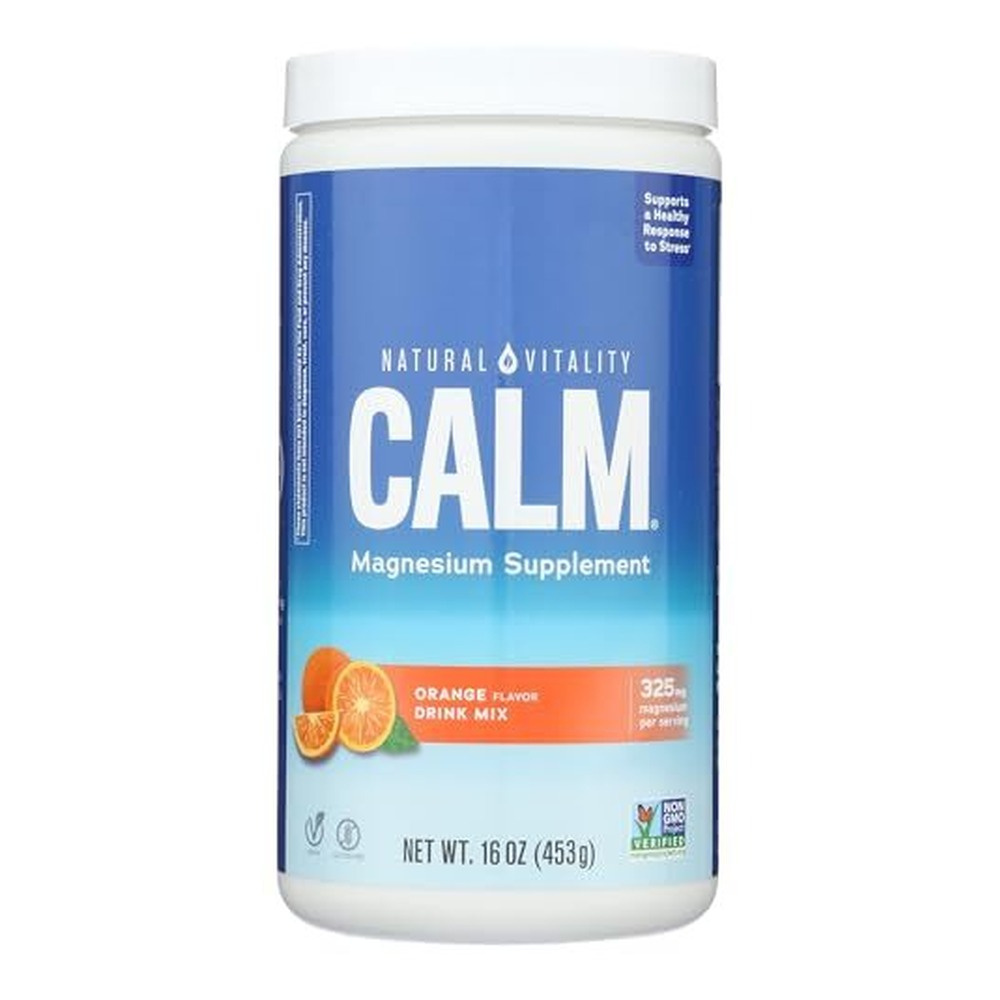 Natural Vitality Natural Calm Orange Flavoured Magnesium Powder For Stress and Relaxation 453g