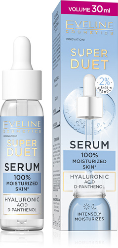 Eveline Super Duet Concentrated Moisturizing Serum with Hyaluronic Acid and D-panthenol for All Skin Types 30ml