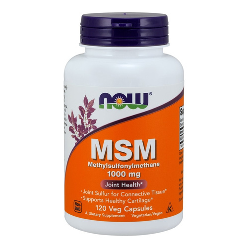 NOW Foods MSM 1000 mg Methylsulphonylmethane Naturalne Wsparcie dla Stawów Skóry i Włosów 120 Kapsułek