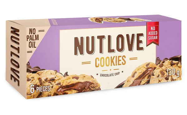 Allnutrition Nutlove Cookies Chocolate Chip Ciasteczka Orzechowo-Kakaowym z Dropsami Czekoladowymi 6 Sztuk